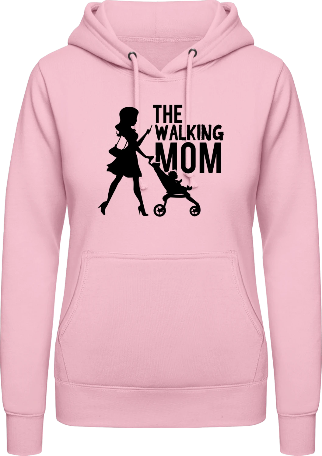 The Walking Mom Mobile phone - Baby pink AWDis ladies hoodie - Front