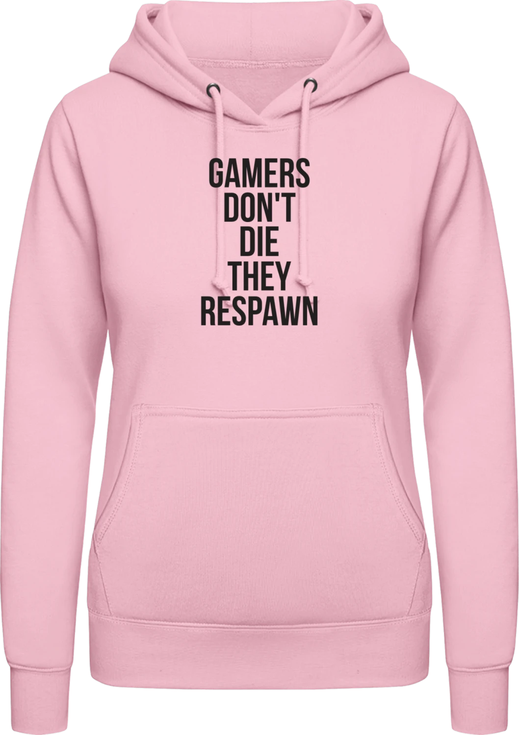 Gamers Don't Die They Respawn - Baby pink AWDis ladies hoodie - Front