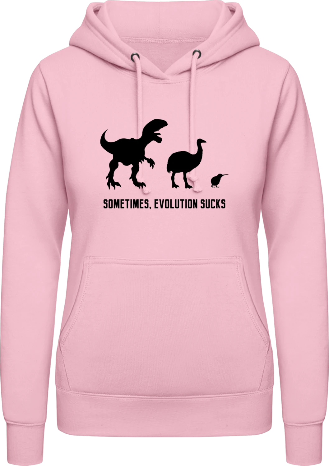 Sometimes, Evolution Sucks - Baby pink AWDis ladies hoodie - Front