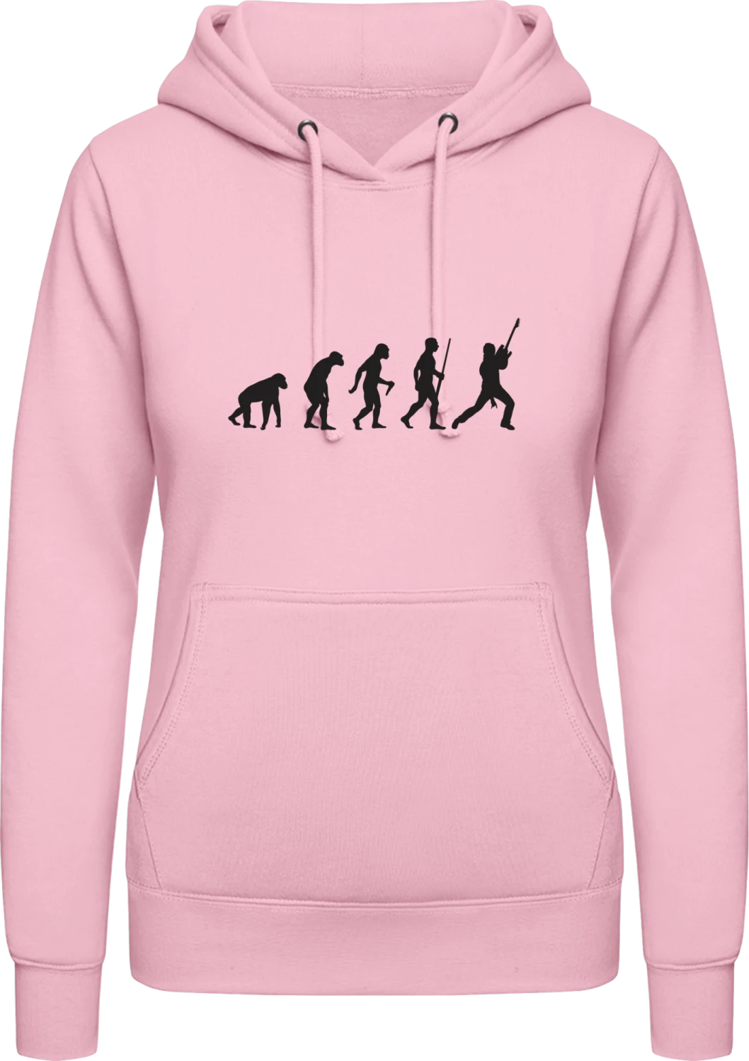 Electro Guitar Evolution - Baby pink AWDis ladies hoodie - Front