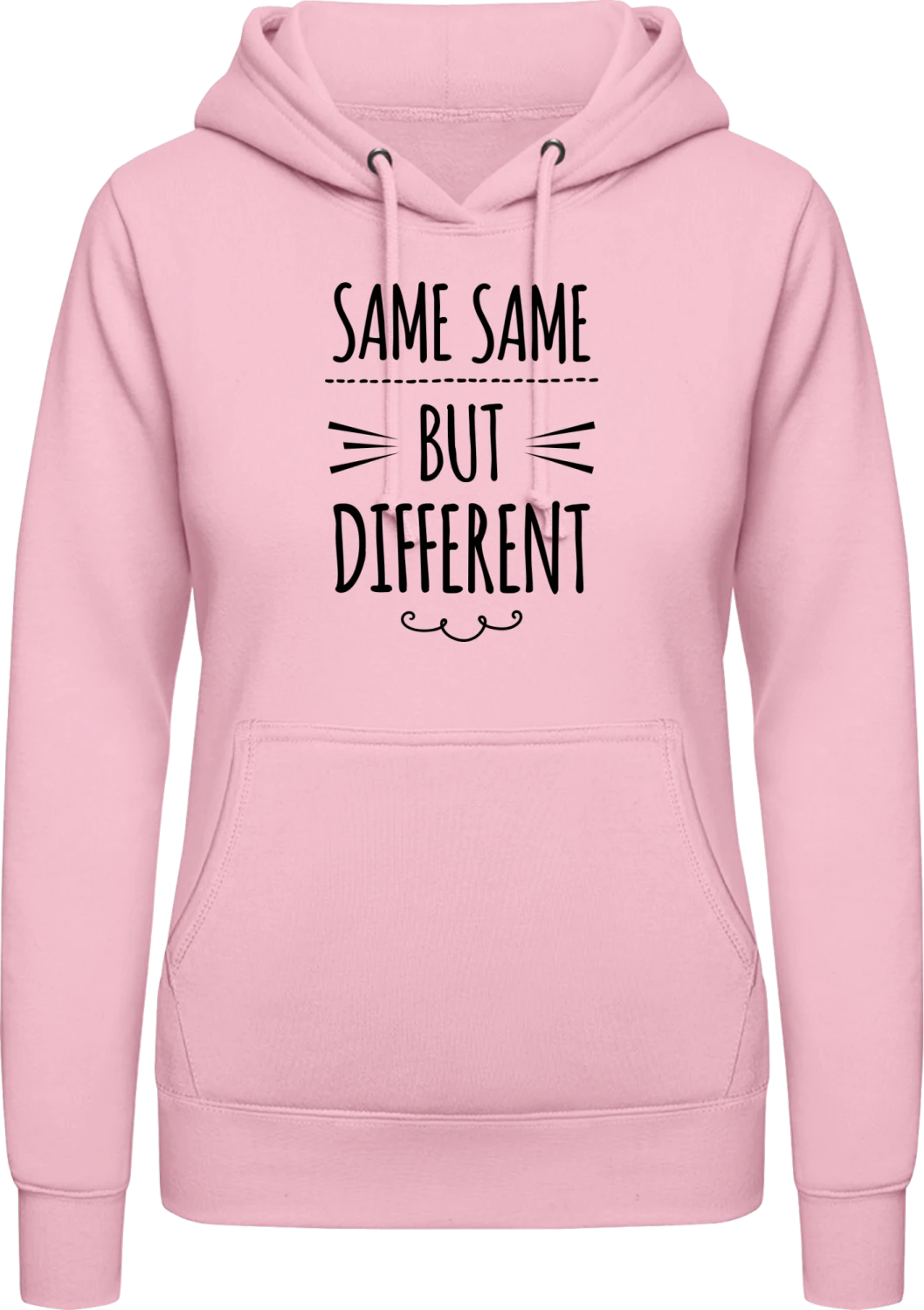 Same Same But Different - Baby pink AWDis ladies hoodie - Front