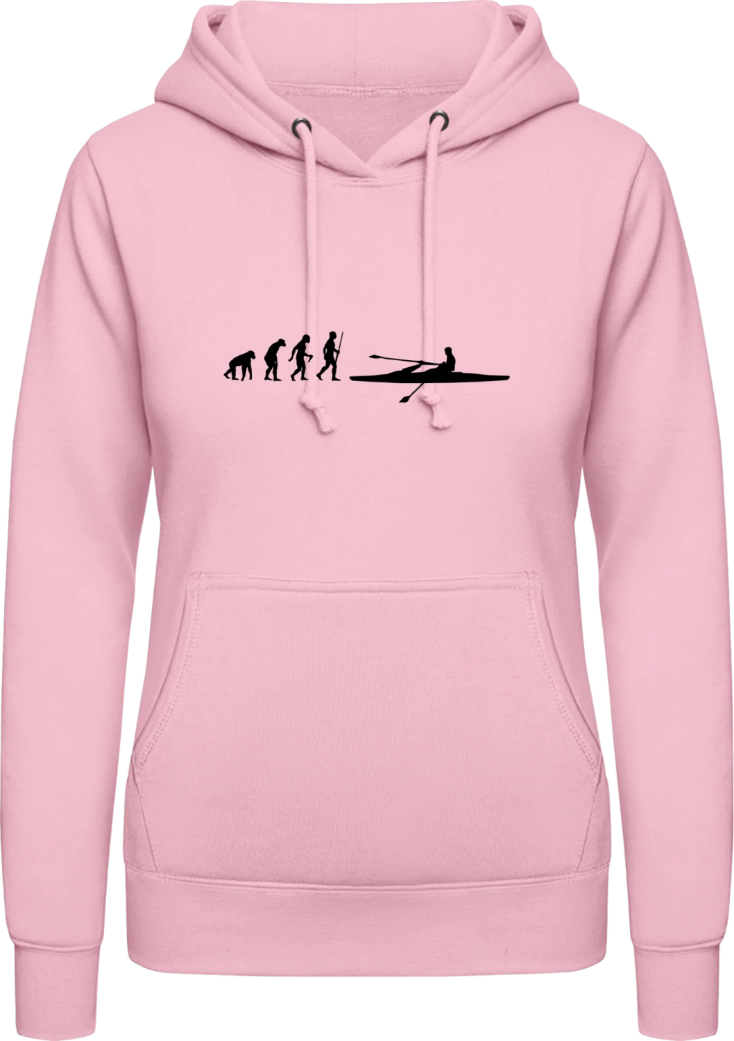 Rower Evolution - Baby pink AWDis ladies hoodie - Front