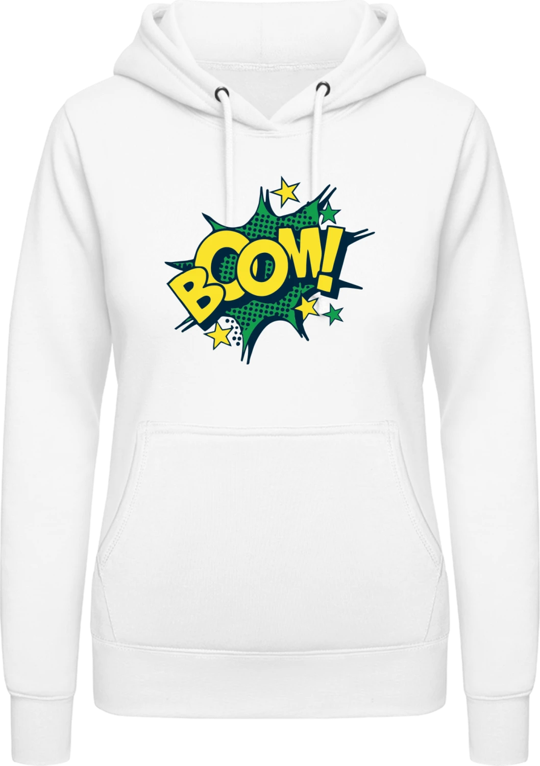 Boom Comic Style - Arctic white AWDis ladies hoodie - Front