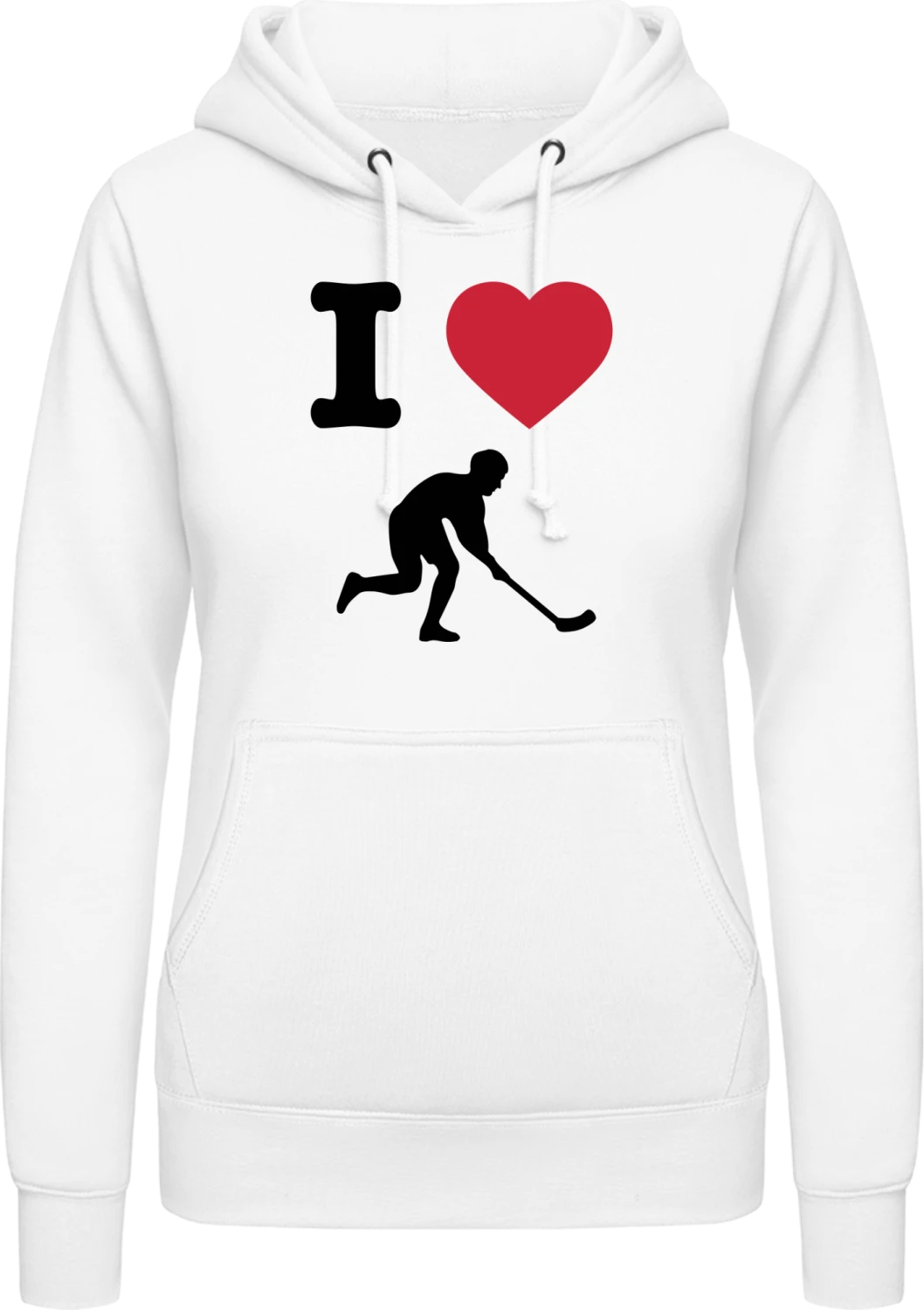 I Love Hockey - Arctic white AWDis ladies hoodie - Front