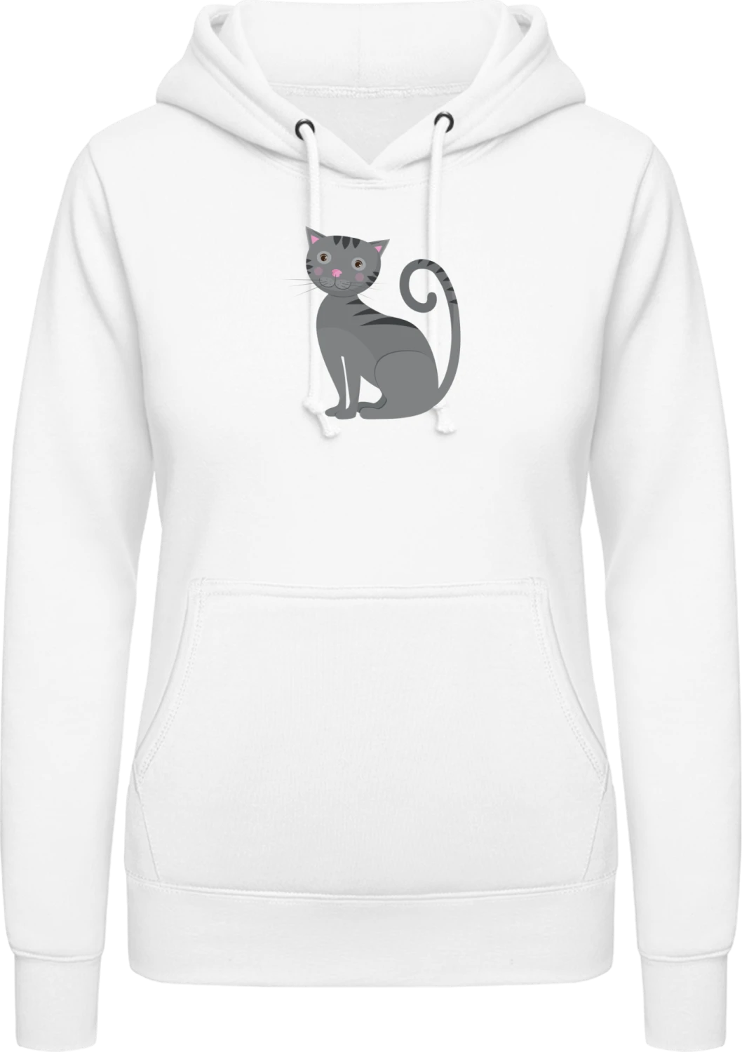 Little Cat - Arctic white AWDis ladies hoodie - Front