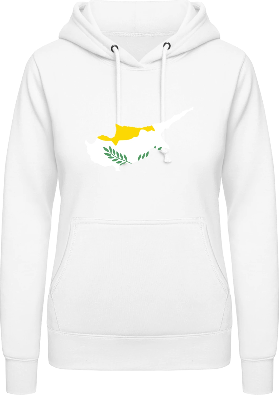 Cyprus Map - Arctic white AWDis ladies hoodie - Front