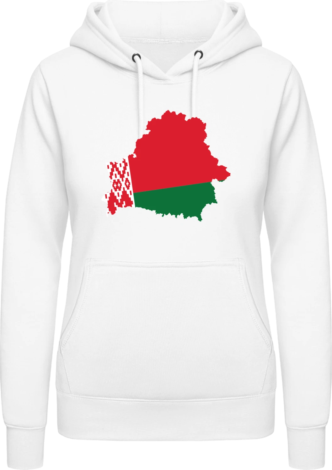 Belarus Map - Arctic white AWDis ladies hoodie - Front