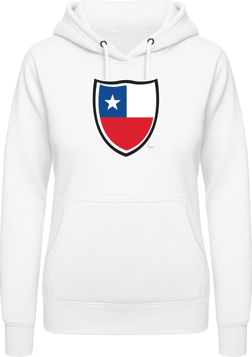 Chile Flag Shield - Arctic white AWDis ladies hoodie - Front