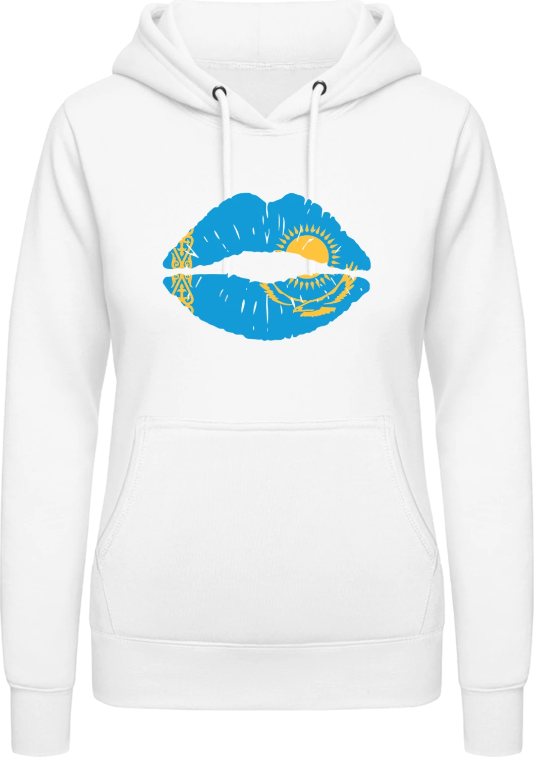 Kazak Kiss Flag - Arctic white AWDis ladies hoodie - Front