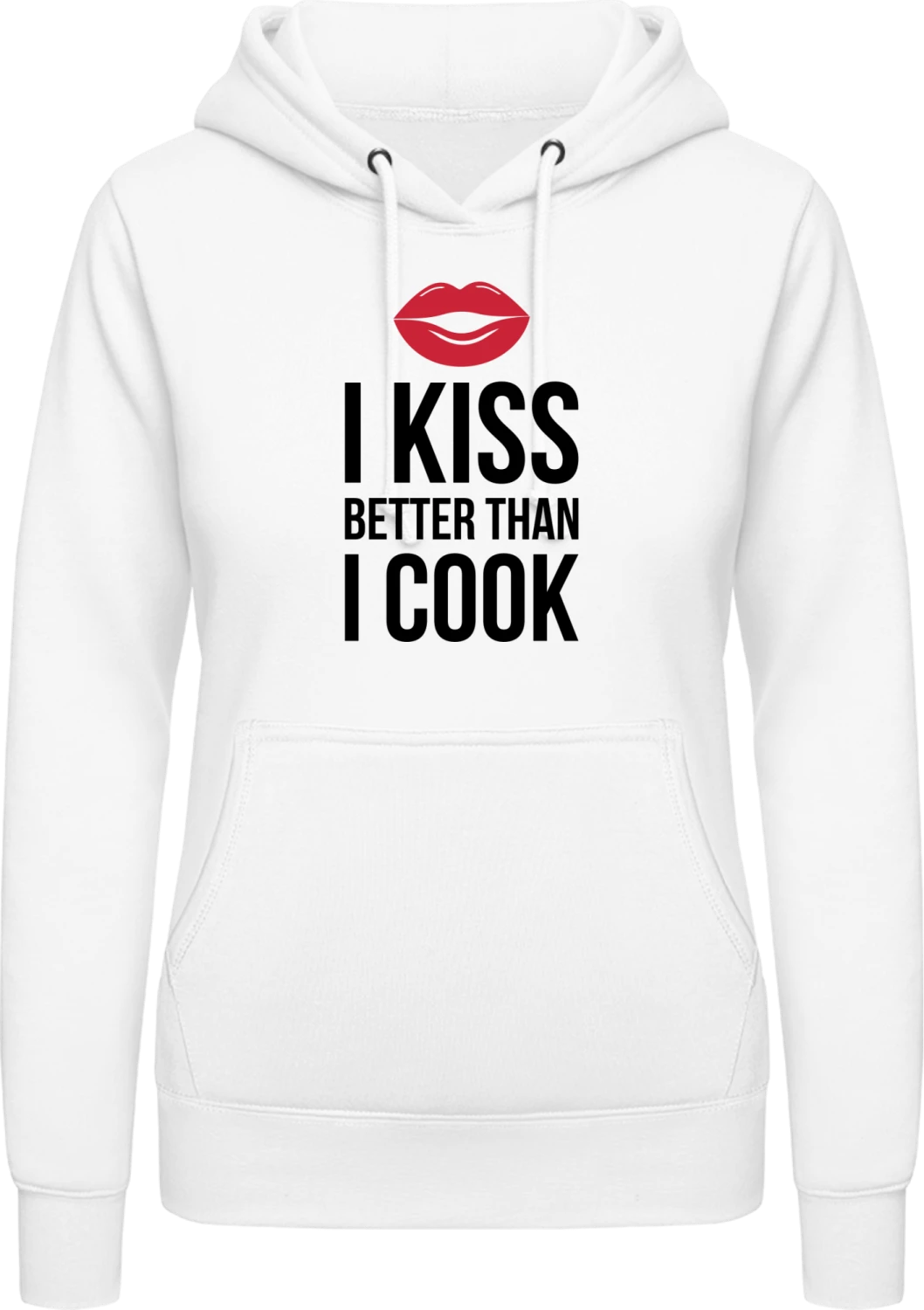 I Kiss Better Than I Cook - Arctic white AWDis ladies hoodie - Front