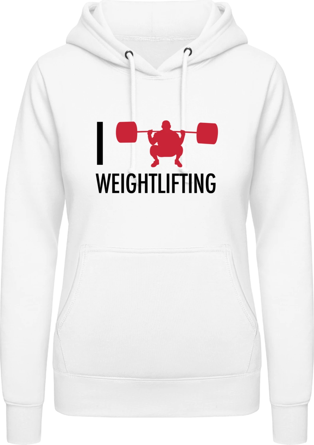 I Love Weightlifting - Arctic white AWDis ladies hoodie - Front