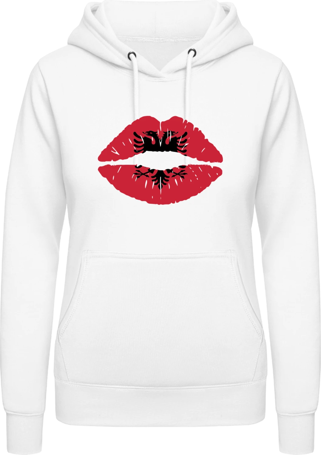 Albanian Kiss Flag - Arctic white AWDis ladies hoodie - Front