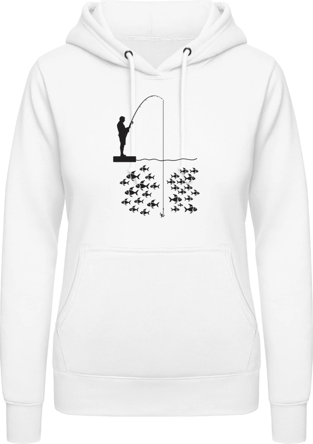 Fishing Humor - Arctic white AWDis ladies hoodie - Front