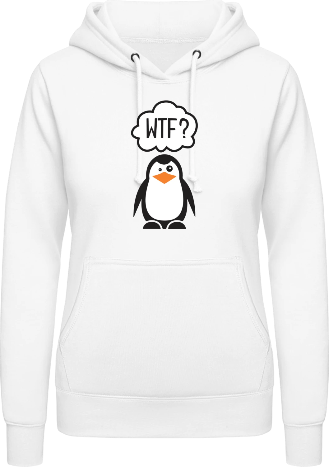 WTF Penguin - Arctic white AWDis ladies hoodie - Front