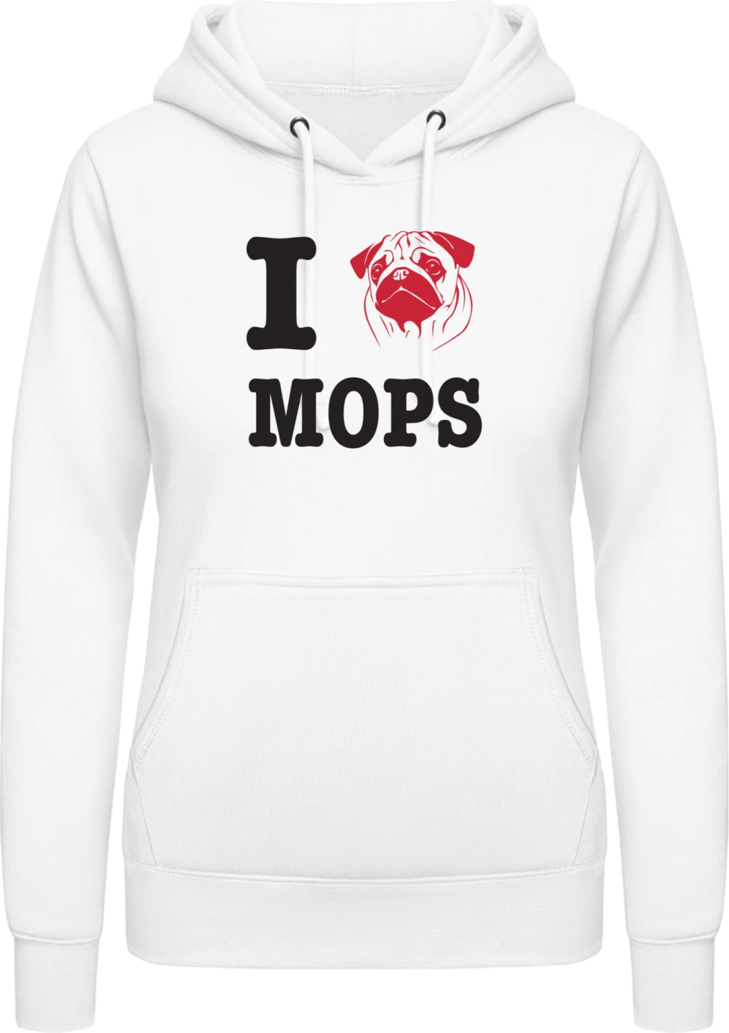 I Love Mops - Arctic white AWDis ladies hoodie - Front