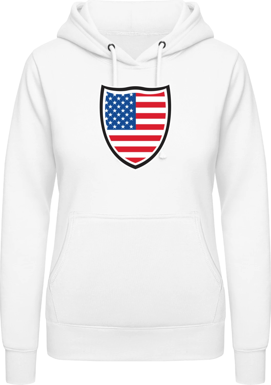 USA Shield Flag - Arctic white AWDis ladies hoodie - Front