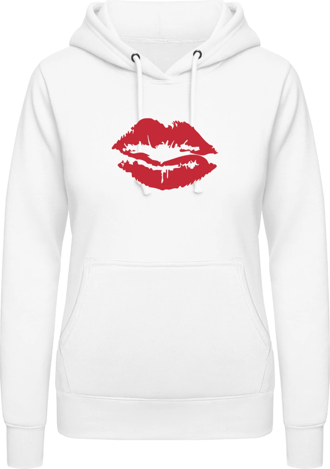 Kissing Lips - Arctic white AWDis ladies hoodie - Front