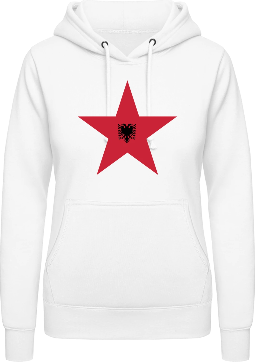 Albanian Star - Arctic white AWDis ladies hoodie - Front