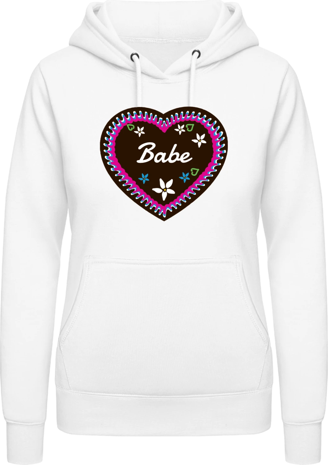 Babe Gingerbread Heart - Arctic white AWDis ladies hoodie - Front