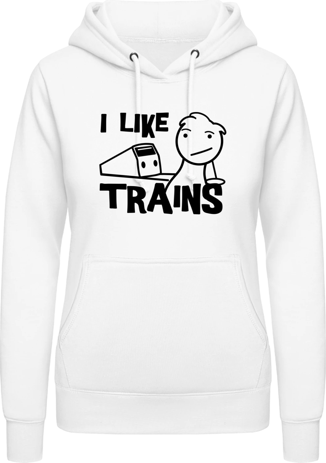 I Like Trains Meme - Arctic white AWDis ladies hoodie - Front