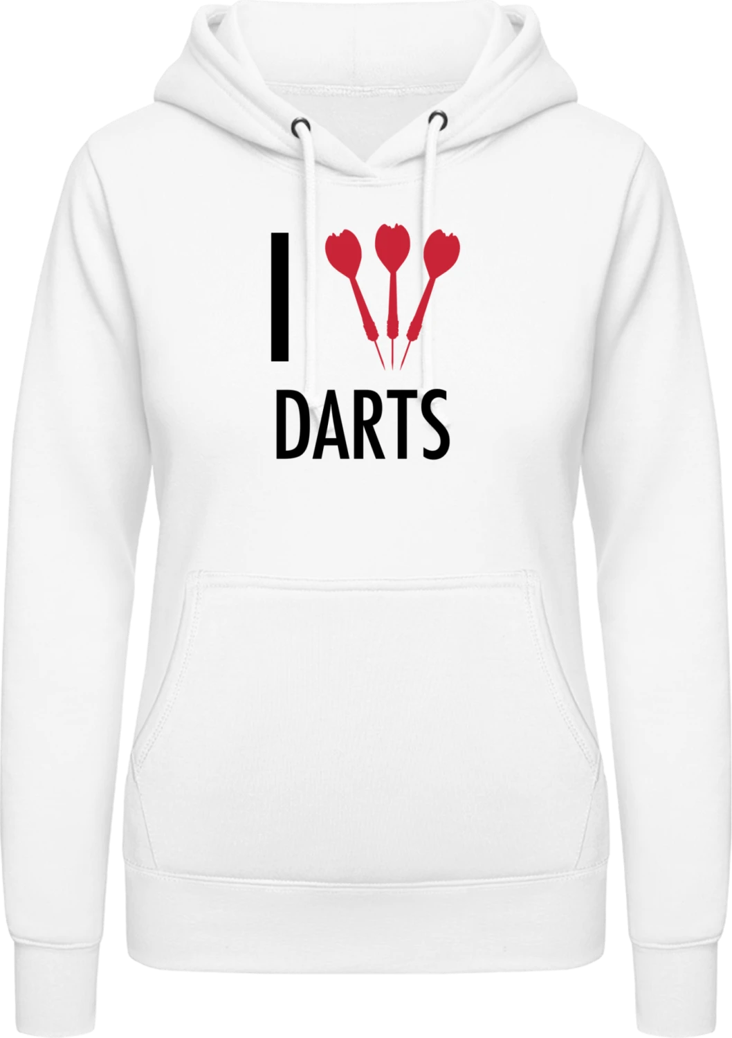 I Love Darts - Arctic white AWDis ladies hoodie - Front