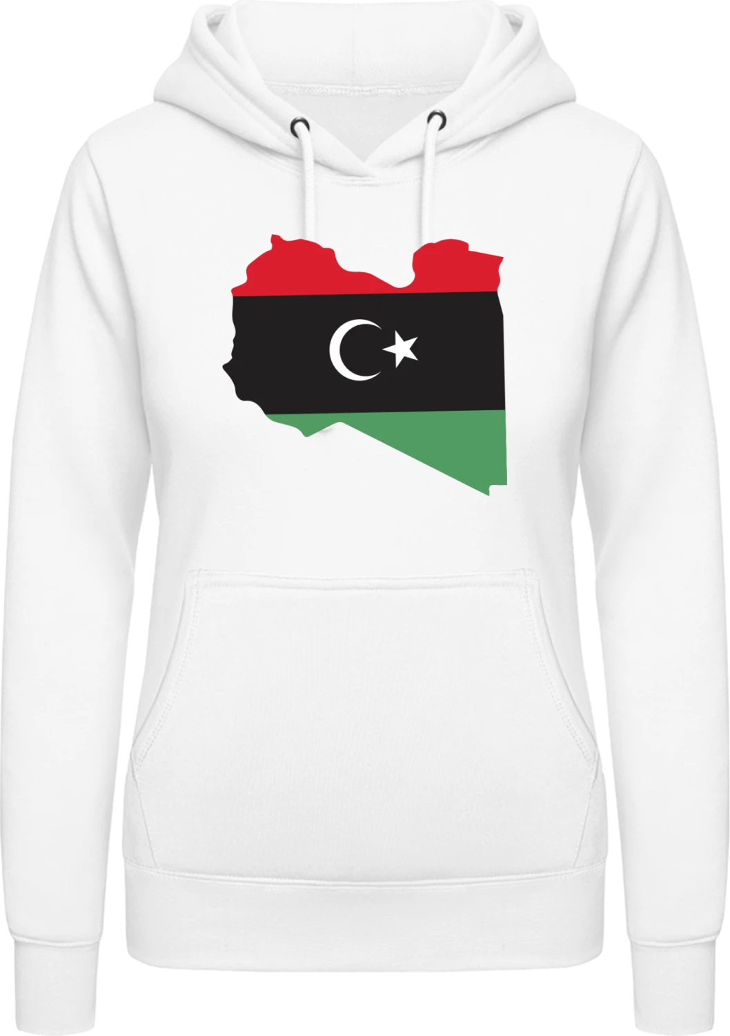 Libya Map - Arctic white AWDis ladies hoodie - Front