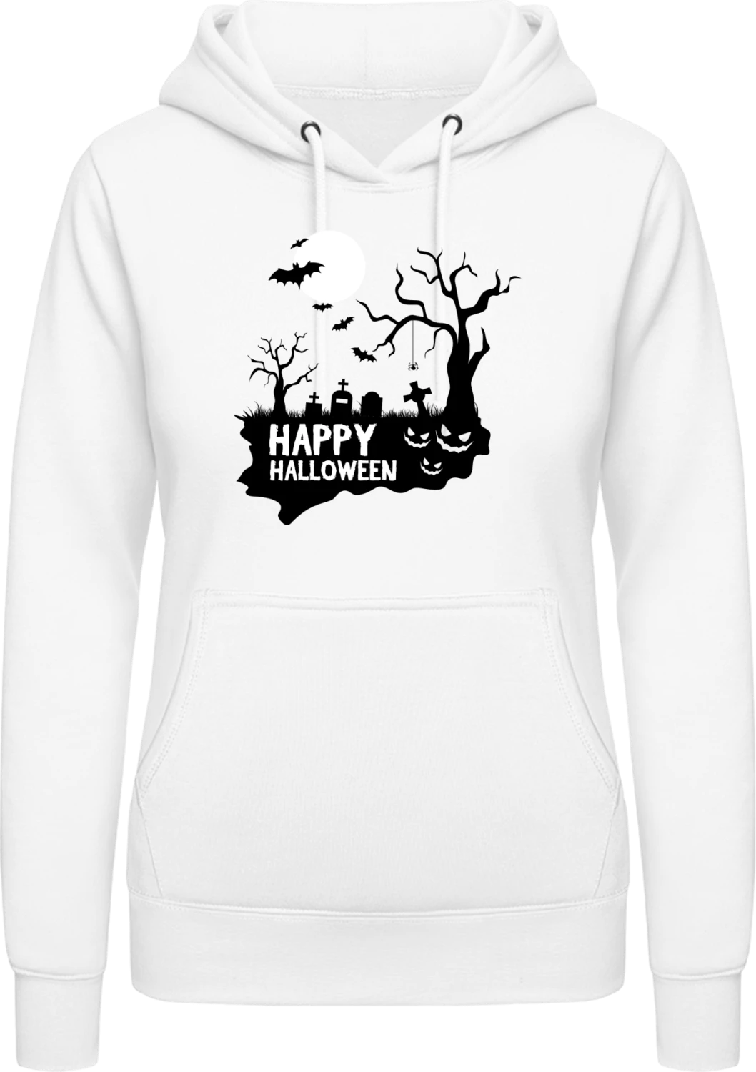 Happy Halloween Scene - Arctic white AWDis ladies hoodie - Front