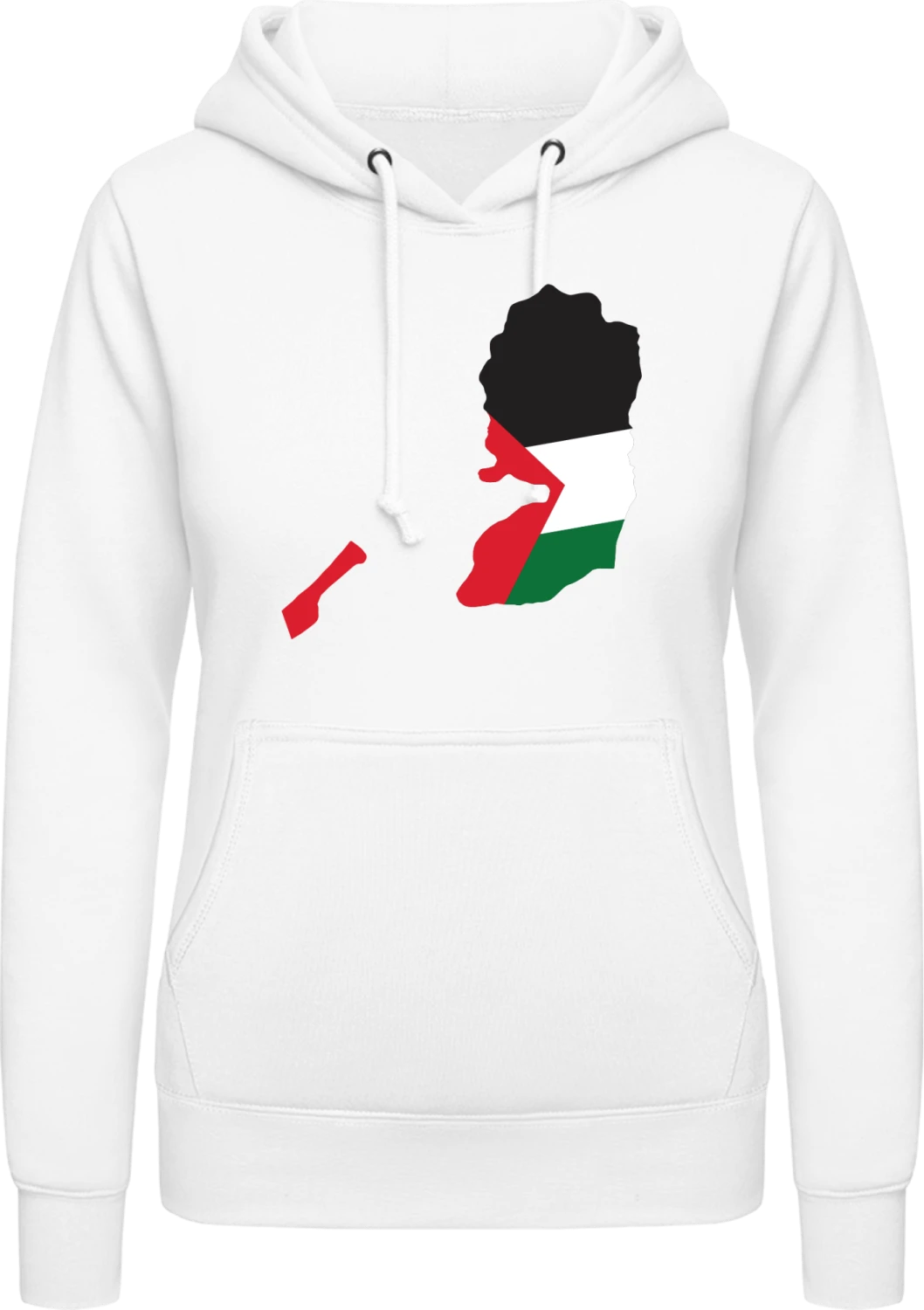 Palestine Map - Arctic white AWDis ladies hoodie - Front