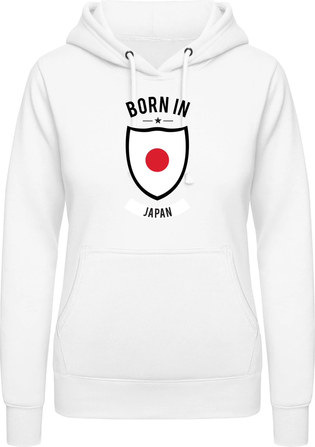 Born in Japan - Arctic white AWDis ladies hoodie - Front