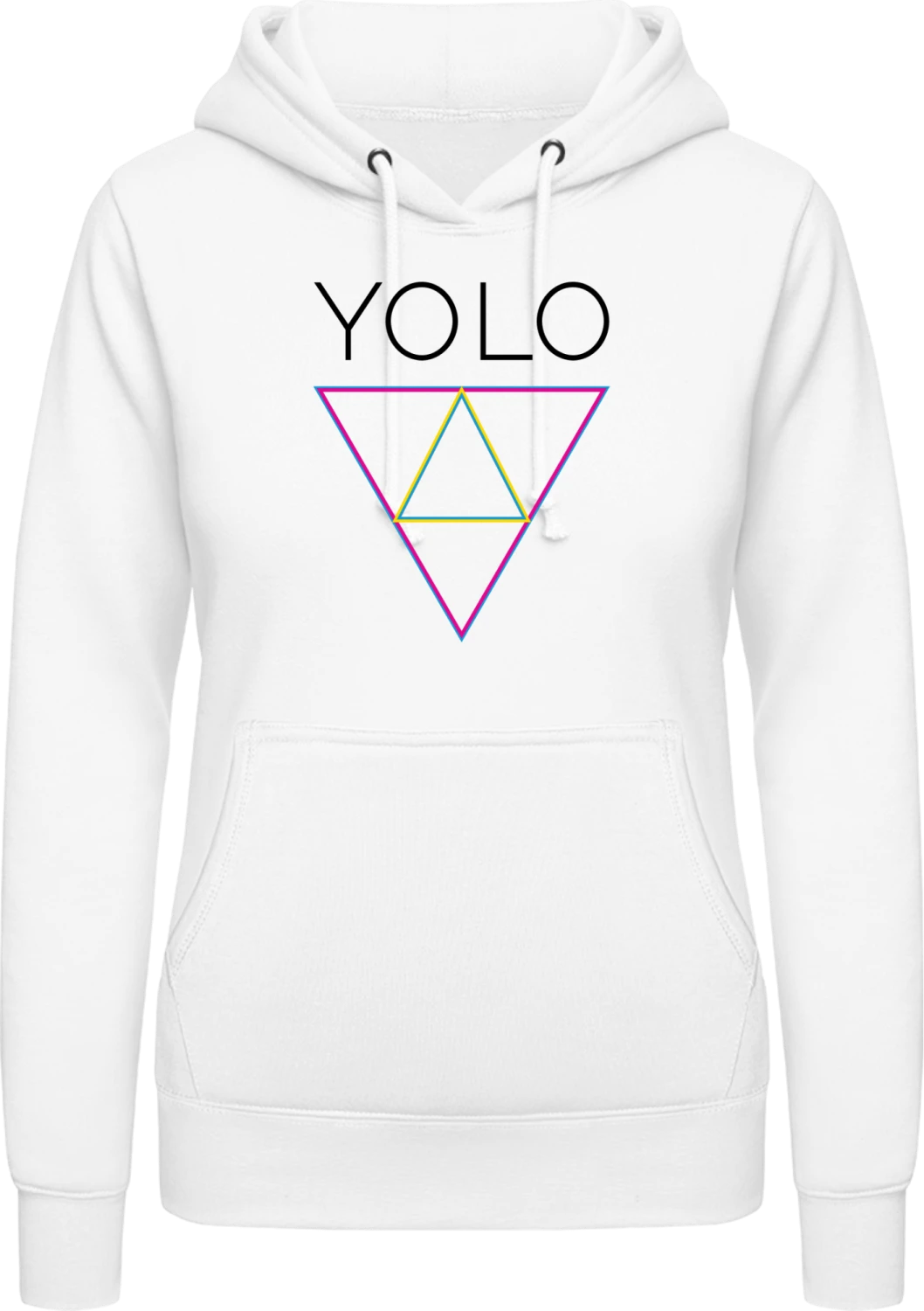 YOLO Triangle - Arctic white AWDis ladies hoodie - Front