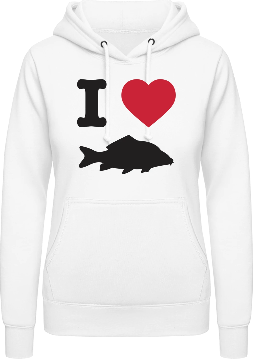 I Love Carp Fishing - Arctic white AWDis ladies hoodie - Front