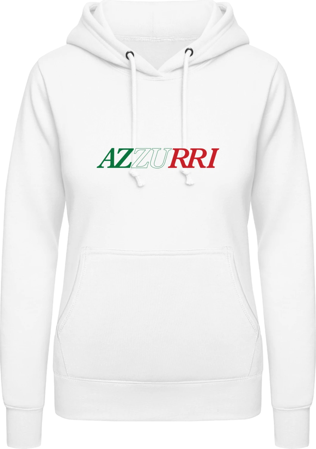 Azzurri - Arctic white AWDis ladies hoodie - Front