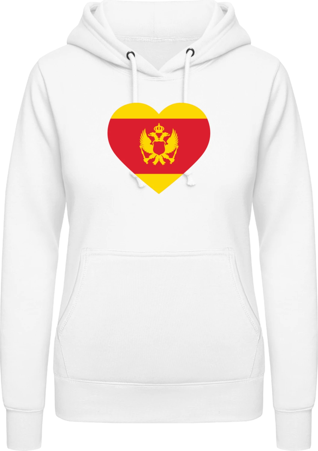 Montenegro Heart Flag - Arctic white AWDis ladies hoodie - Front