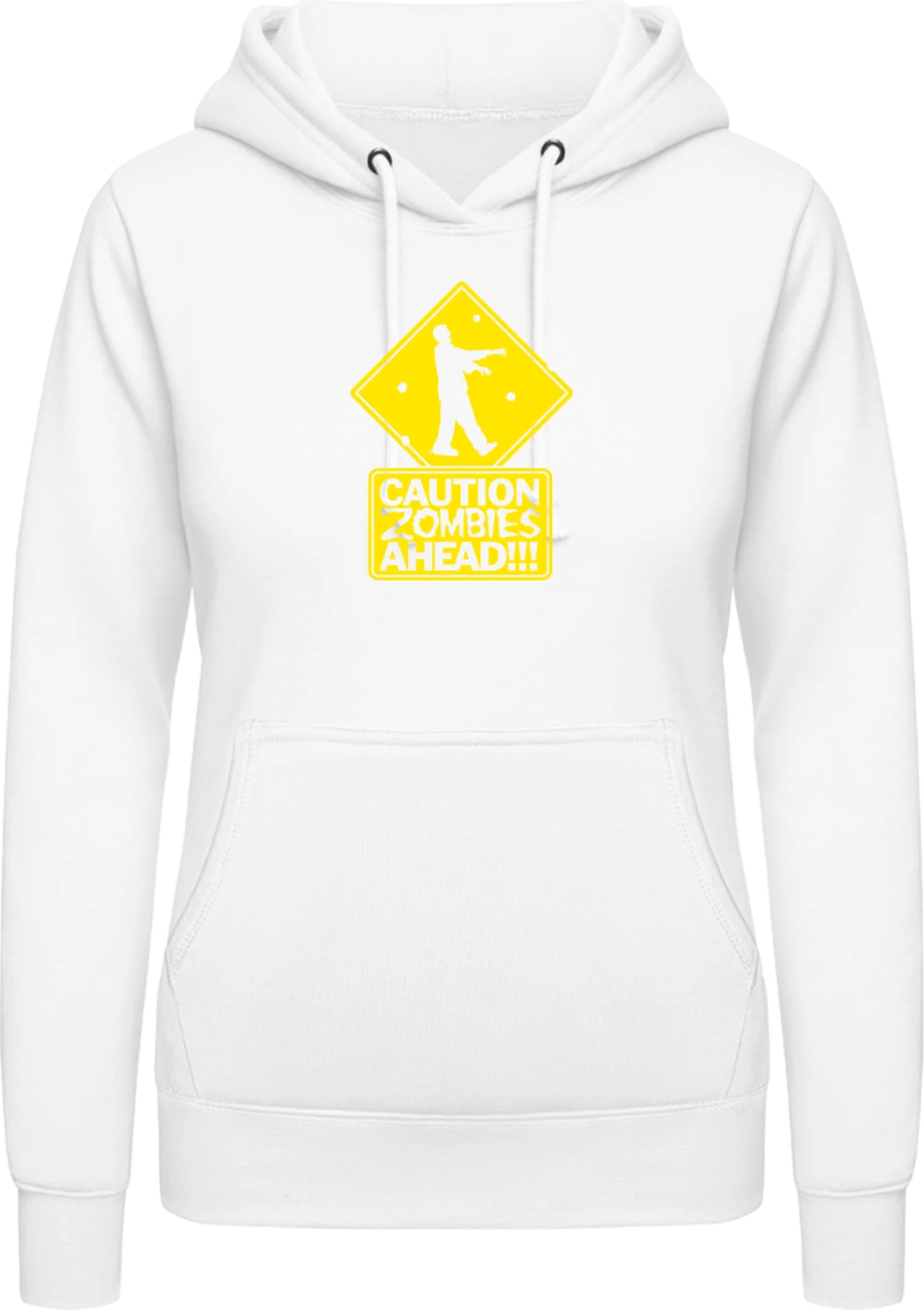 Caution Zombies Ahead - Arctic white AWDis ladies hoodie - Front