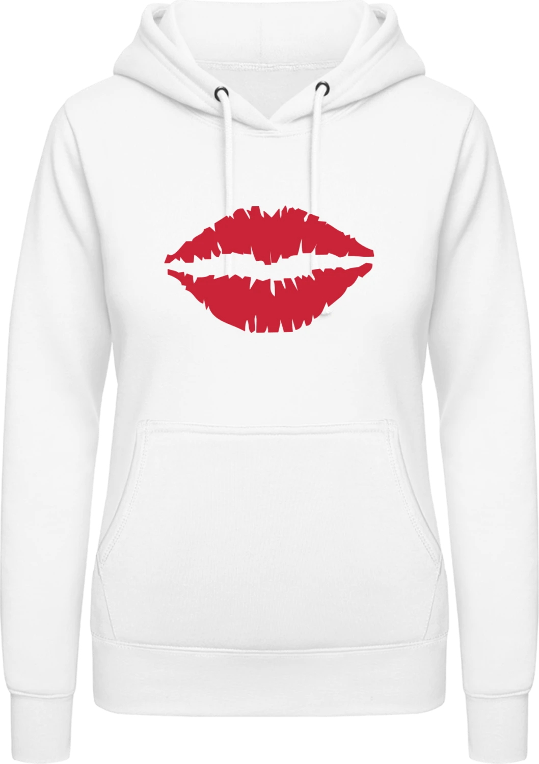 Red Kiss Lips - Arctic white AWDis ladies hoodie - Front