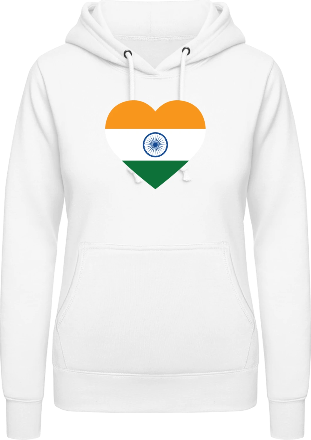 India Heart Flag - Arctic white AWDis ladies hoodie - Front