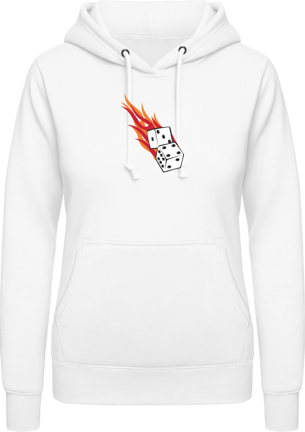 Fire Dices - Arctic white AWDis ladies hoodie - Front