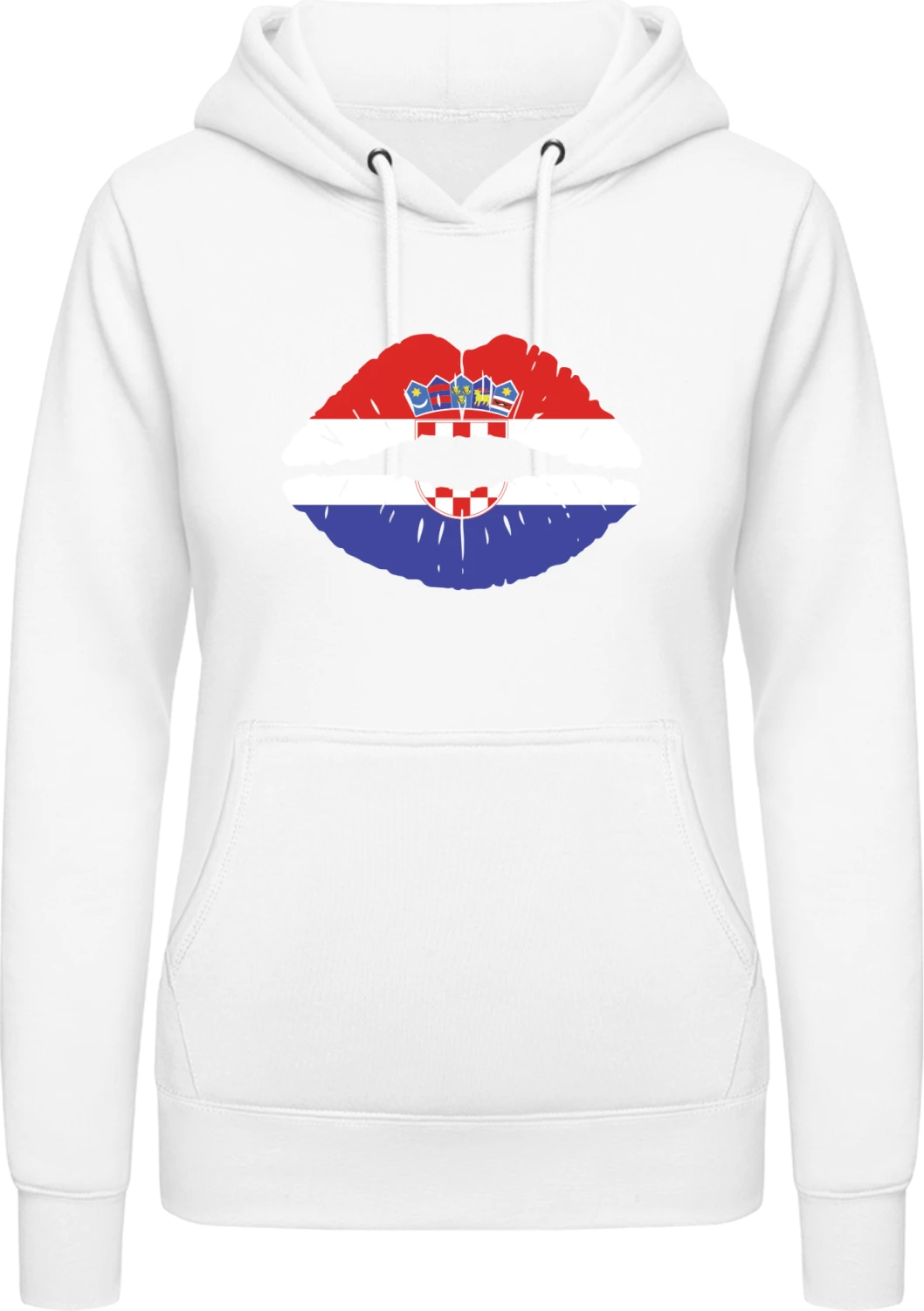 Croatian Kiss Flag - Arctic white AWDis ladies hoodie - Front