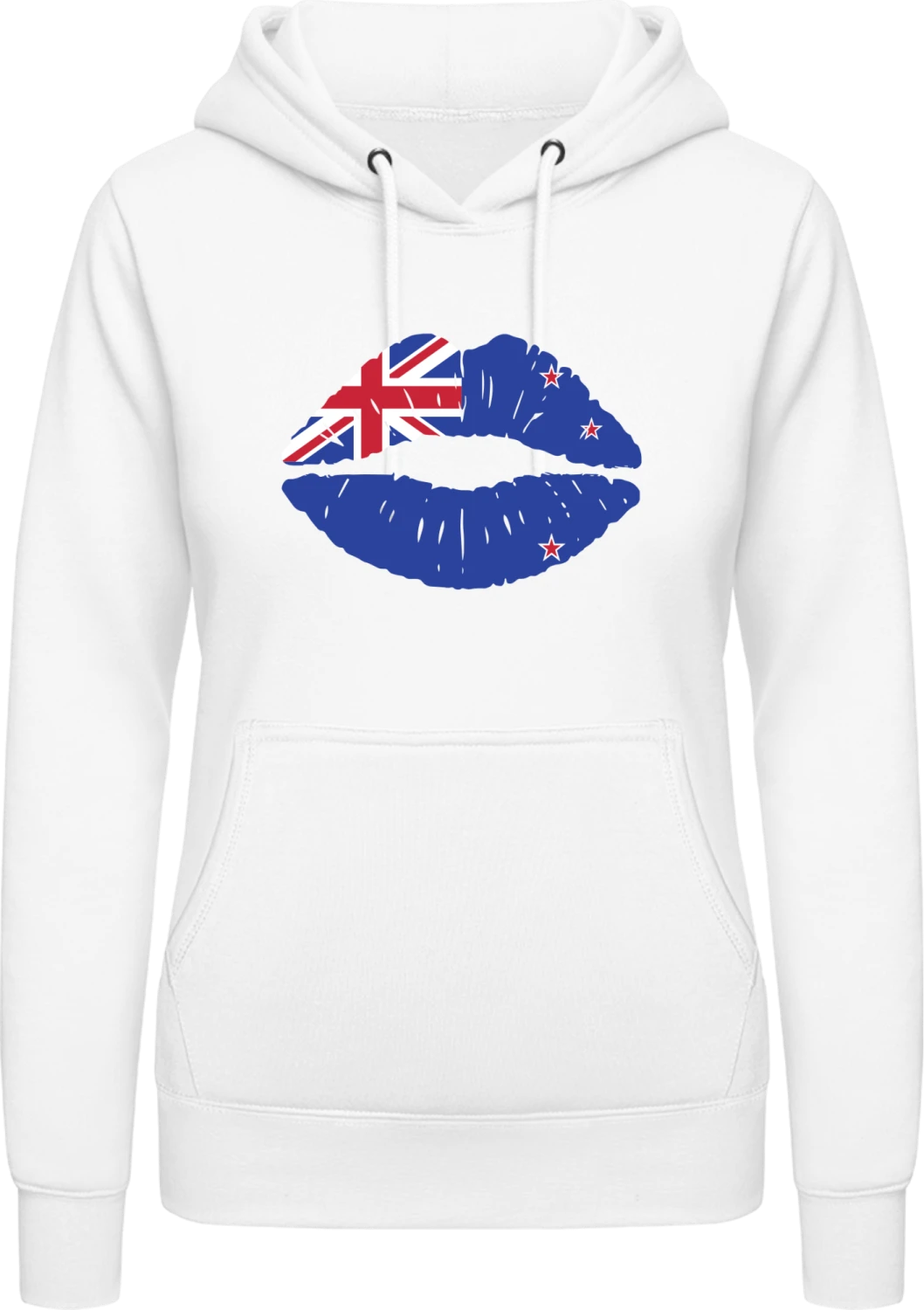 New Zeeland Kiss Flag - Arctic white AWDis ladies hoodie - Front