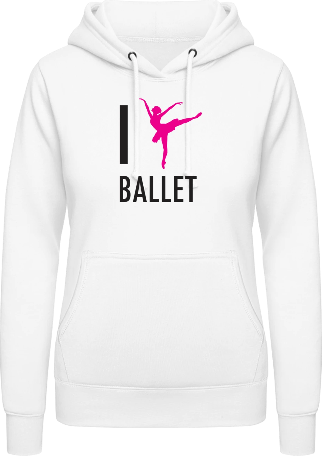 I Love Ballet - Arctic white AWDis ladies hoodie - Front