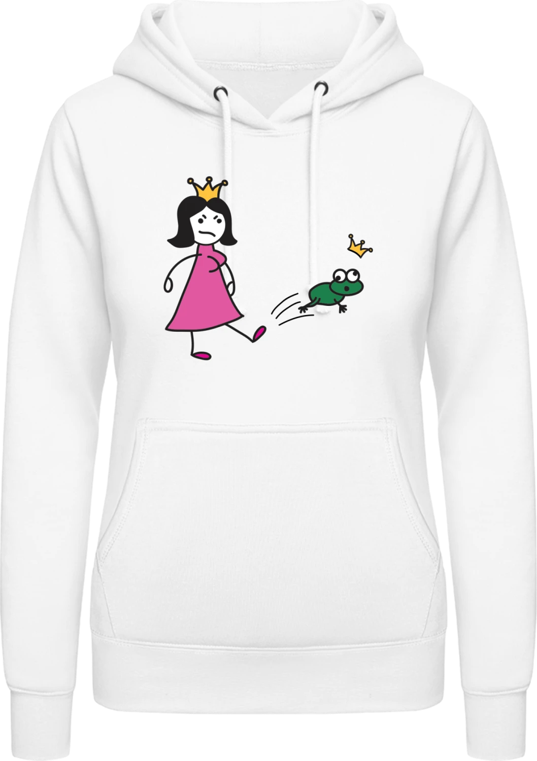 Princess Kicks Off Frog - Arctic white AWDis ladies hoodie - Front