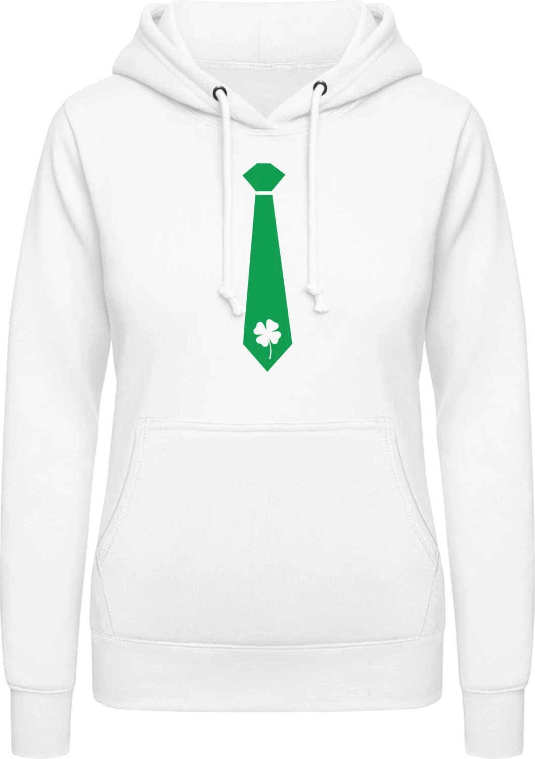 Green Tie - Arctic white AWDis ladies hoodie - Front