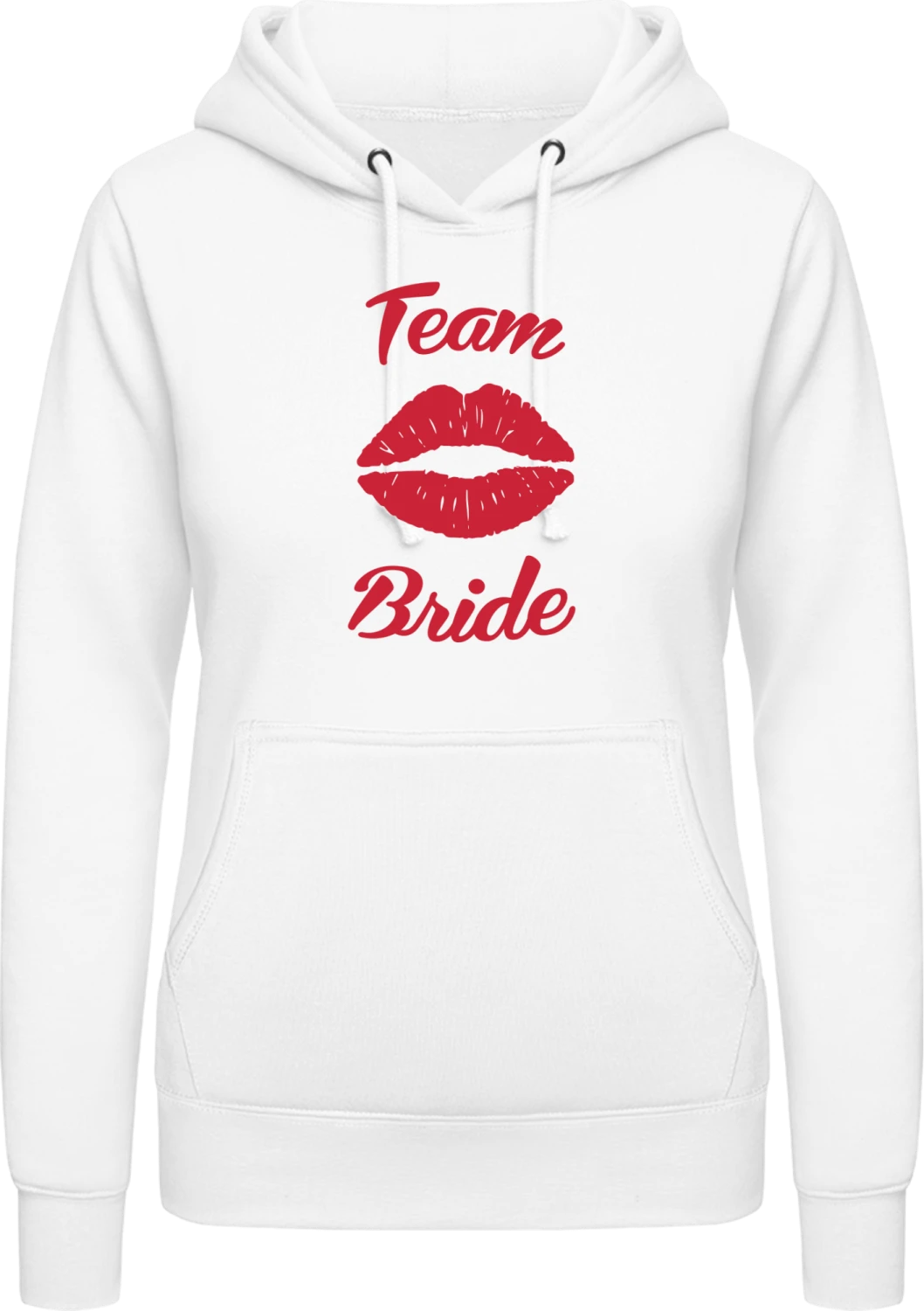 Team Bride Kiss Lips - Arctic white AWDis ladies hoodie - Front