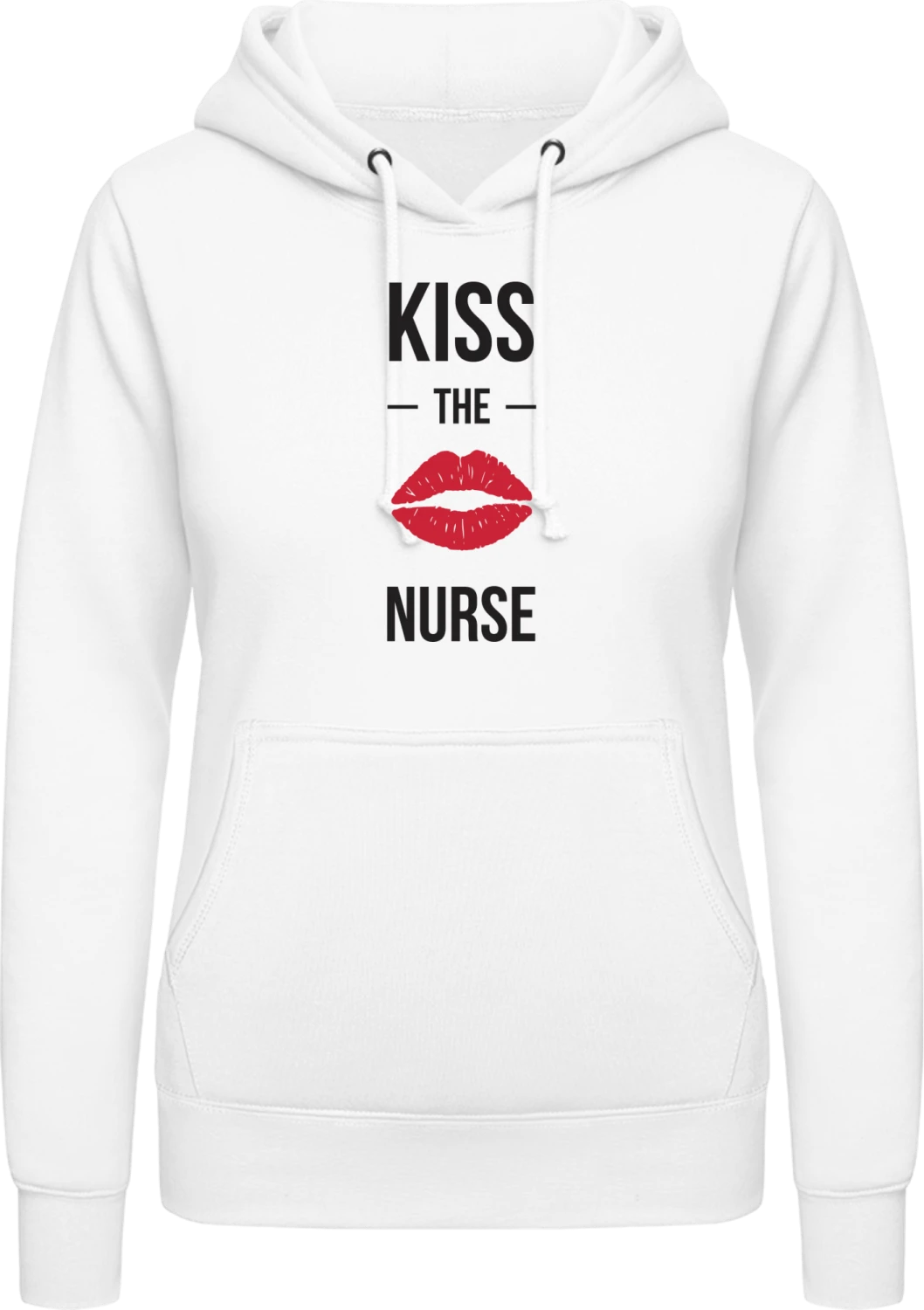 Kiss The Nurse - Arctic white AWDis ladies hoodie - Front