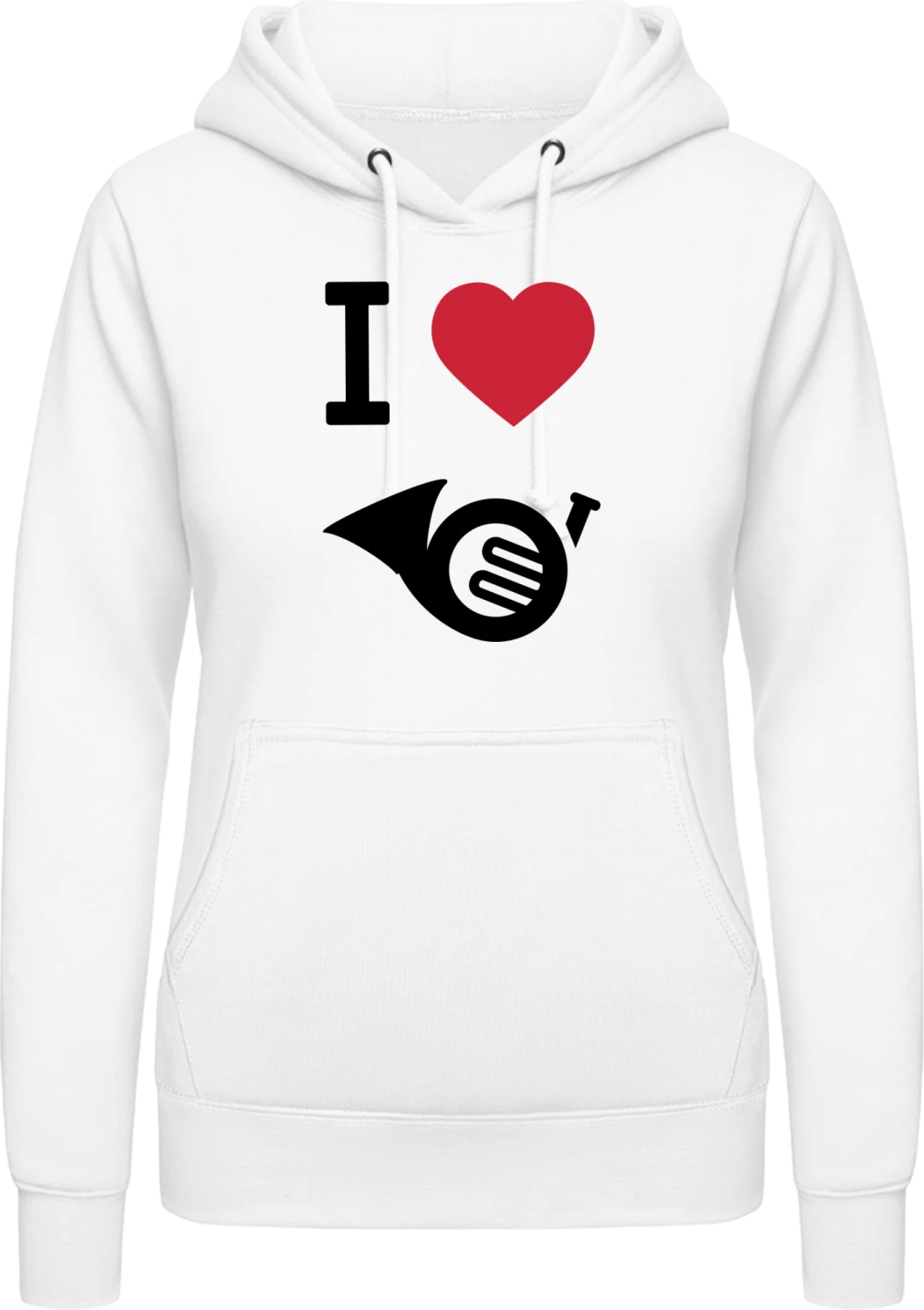 I Heart French Horn - Arctic white AWDis ladies hoodie - Front