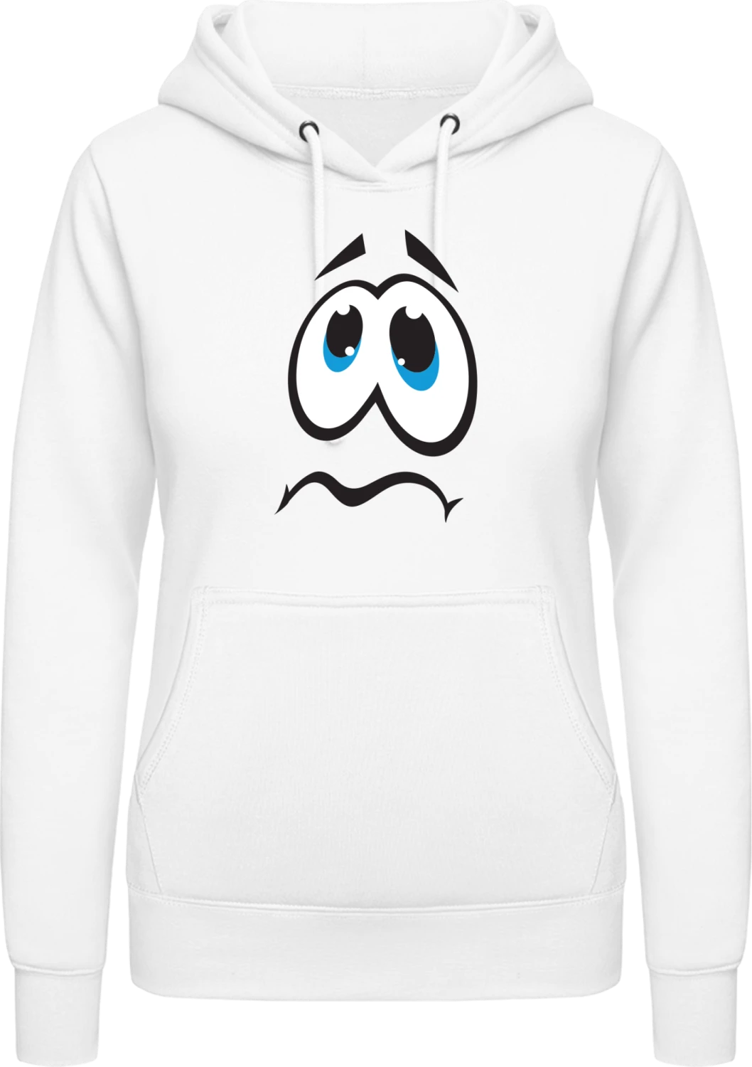 Sad Face - Arctic white AWDis ladies hoodie - Front