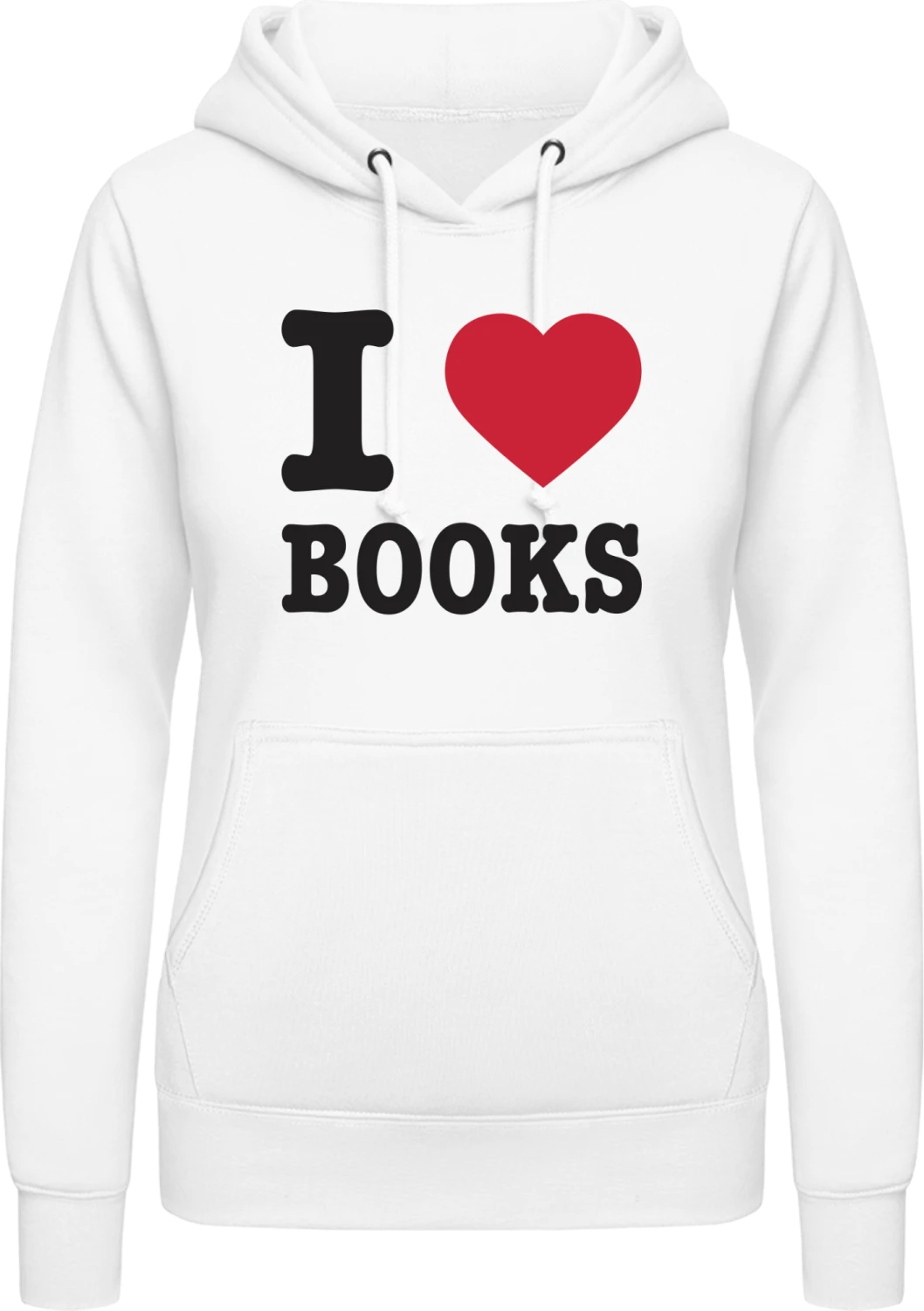 I Love Books - Arctic white AWDis ladies hoodie - Front