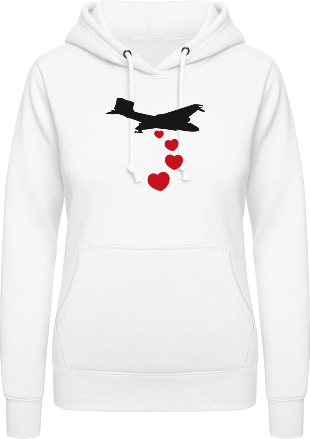 Heart Bomber - Arctic white AWDis ladies hoodie - Front