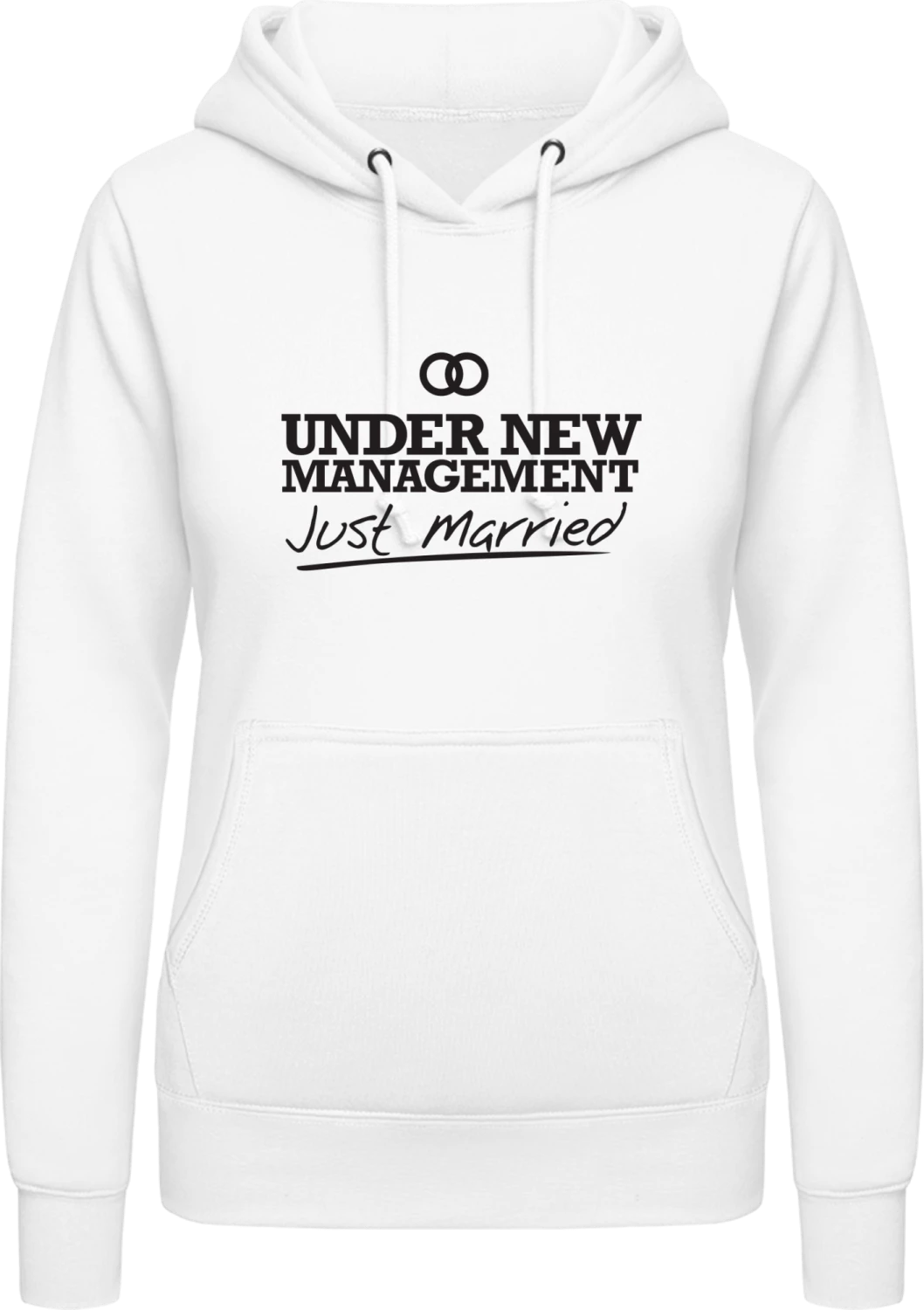 Under New Management - Arctic white AWDis ladies hoodie - Front