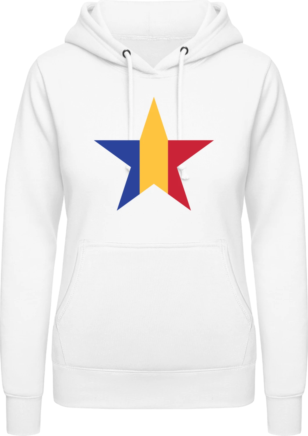 Romanian Star - Arctic white AWDis ladies hoodie - Front